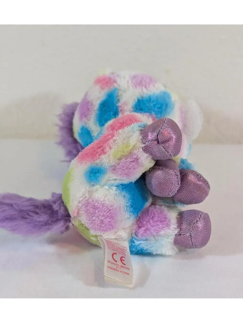 Ty Beanie Boo Plush Unicorn with Large Purple Eyes, Multicolor Spots 2014